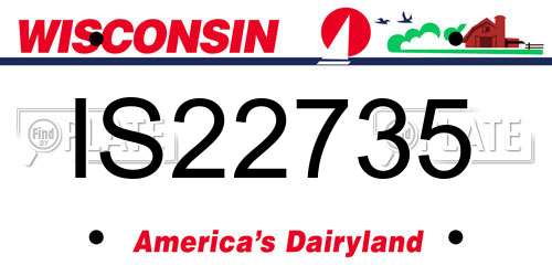 IS22735 Wisconsin License Plate