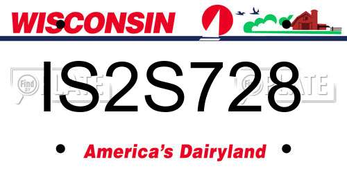 IS2S728 Wisconsin License Plate