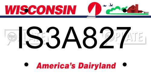 IS3A827 Wisconsin License Plate