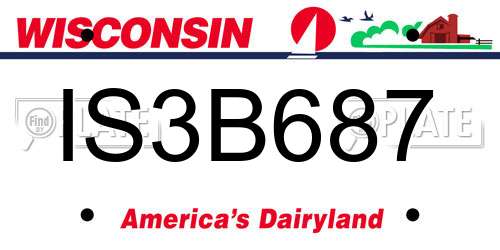 IS3B687 Wisconsin License Plate