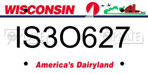 IS3O627 Wisconsin License Plate
