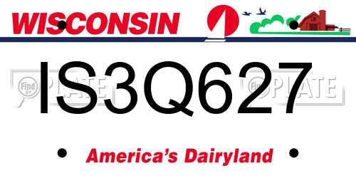 IS3Q627 Wisconsin License Plate