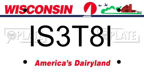 IS3T8I Wisconsin License Plate