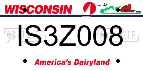 IS3Z008 Wisconsin License Plate