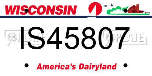 IS45807 Wisconsin License Plate