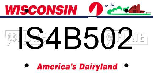 IS4B502 Wisconsin License Plate