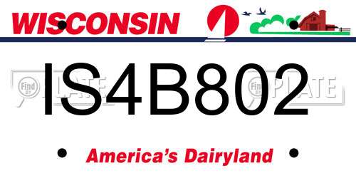 IS4B802 Wisconsin License Plate