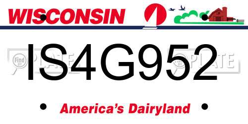 IS4G952 Wisconsin License Plate