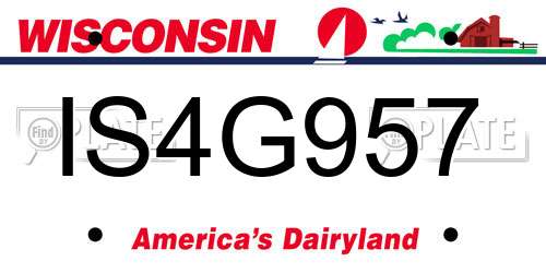 IS4G957 Wisconsin License Plate
