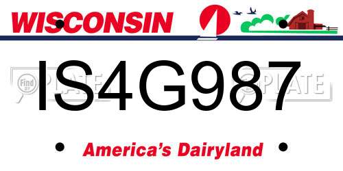 IS4G987 Wisconsin License Plate