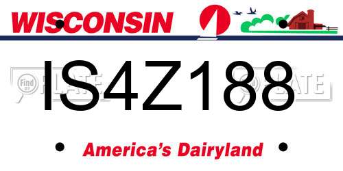 IS4Z188 Wisconsin License Plate