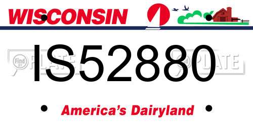 IS52880 Wisconsin License Plate