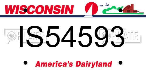 IS54593 Wisconsin License Plate