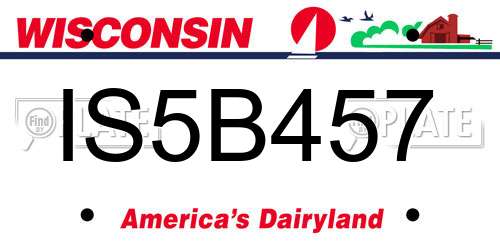 IS5B457 Wisconsin License Plate
