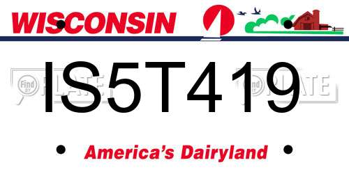 IS5T419 Wisconsin License Plate