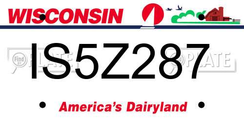 IS5Z287 Wisconsin License Plate