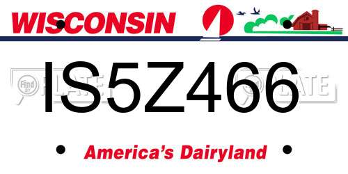 IS5Z466 Wisconsin License Plate