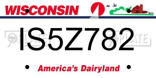 IS5Z782 Wisconsin License Plate