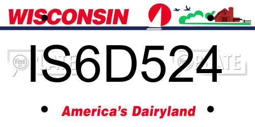 IS6D524 Wisconsin License Plate