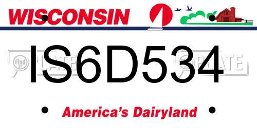 IS6D534 Wisconsin License Plate