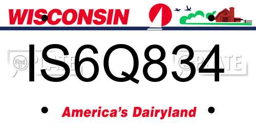 IS6Q834 Wisconsin License Plate