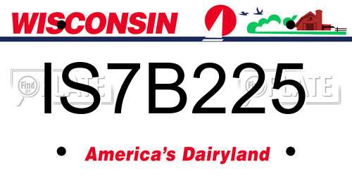 IS7B225 Wisconsin License Plate