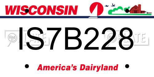 IS7B228 Wisconsin License Plate