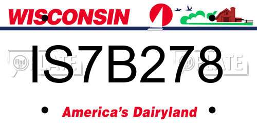 IS7B278 Wisconsin License Plate