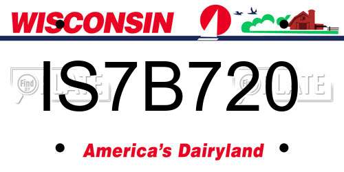 IS7B720 Wisconsin License Plate