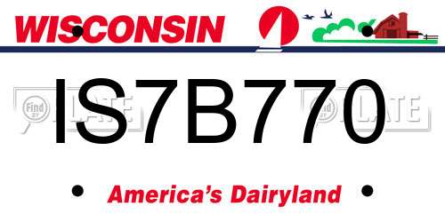 IS7B770 Wisconsin License Plate