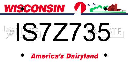 IS7Z735 Wisconsin License Plate