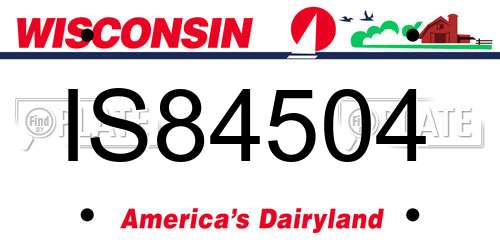 IS84504 Wisconsin License Plate