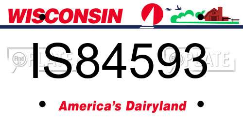 IS84593 Wisconsin License Plate