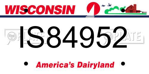 IS84952 Wisconsin License Plate
