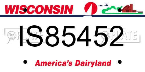 IS85452 Wisconsin License Plate
