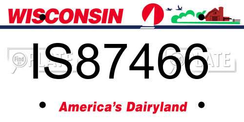IS87466 Wisconsin License Plate