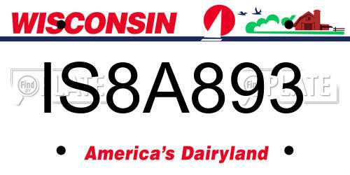IS8A893 Wisconsin License Plate