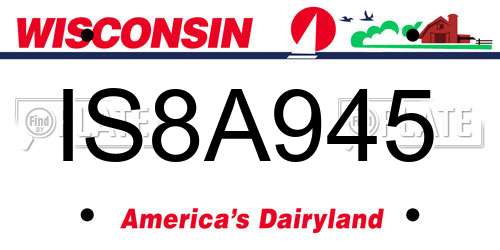 IS8A945 Wisconsin License Plate
