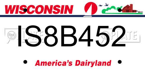 IS8B452 Wisconsin License Plate