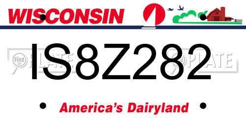 IS8Z282 Wisconsin License Plate