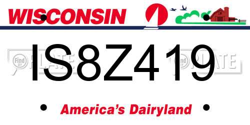 IS8Z419 Wisconsin License Plate