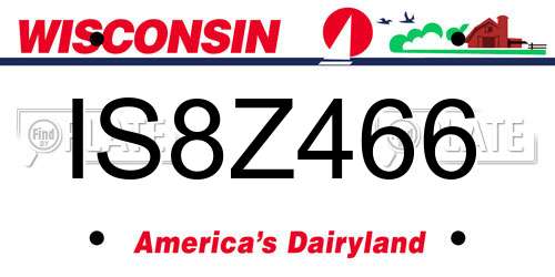 IS8Z466 Wisconsin License Plate