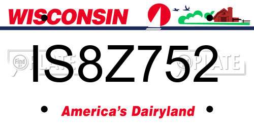 IS8Z752 Wisconsin License Plate