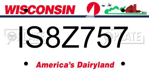 IS8Z757 Wisconsin License Plate
