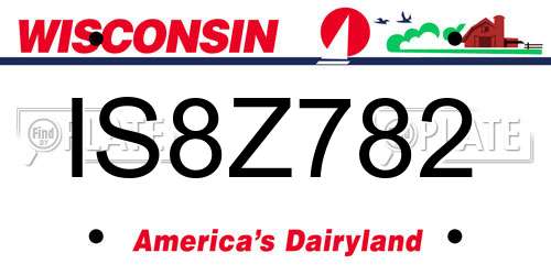 IS8Z782 Wisconsin License Plate
