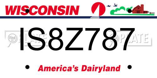 IS8Z787 Wisconsin License Plate