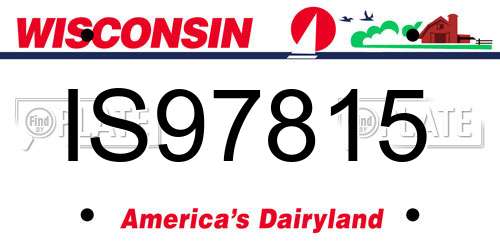 IS97815 Wisconsin License Plate