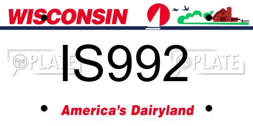 IS992 Wisconsin License Plate