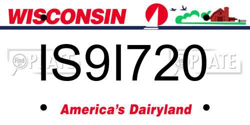 IS9I720 Wisconsin License Plate