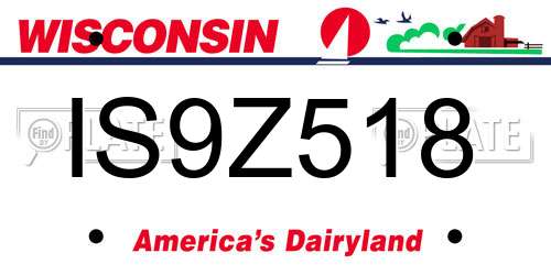 IS9Z518 Wisconsin License Plate